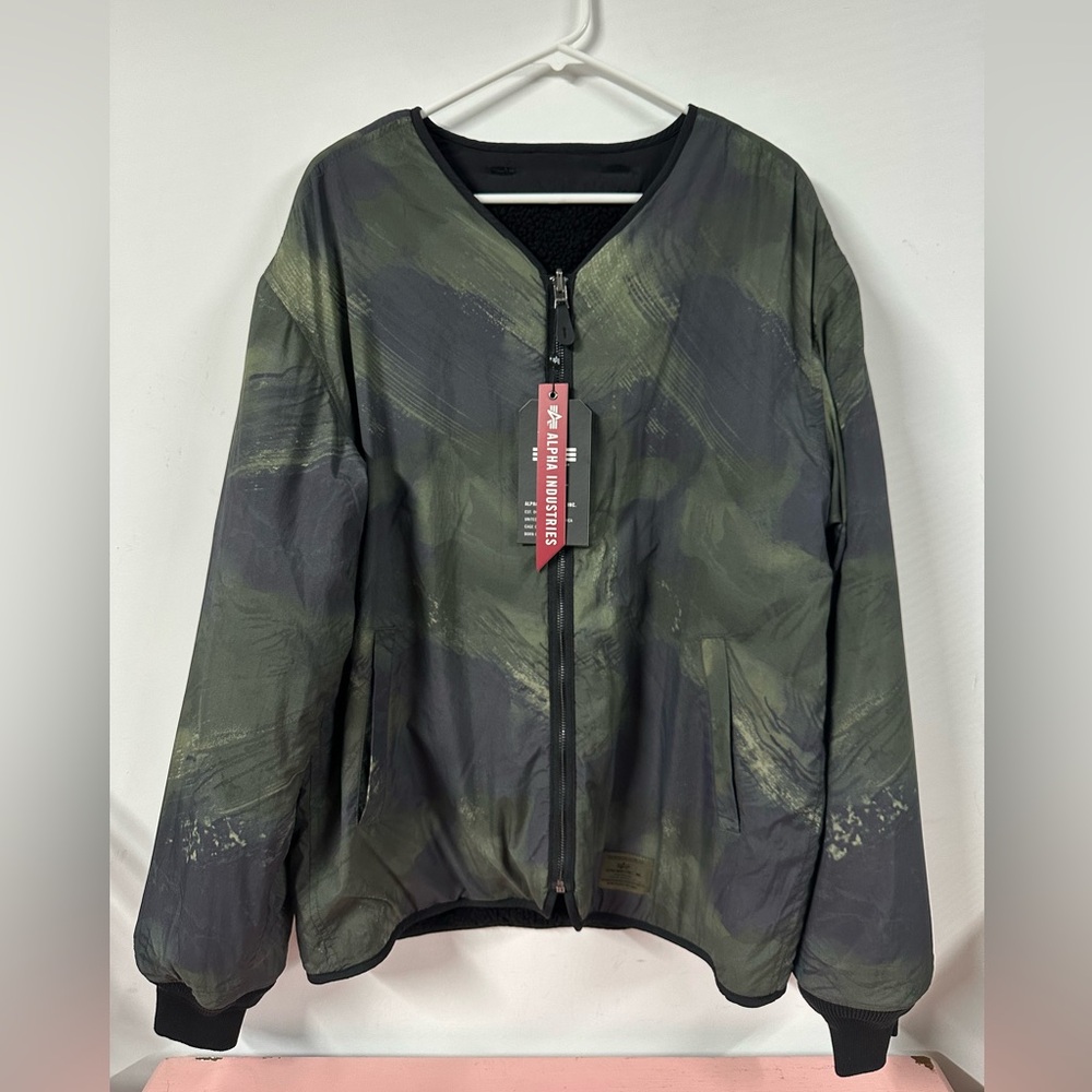 NWT Alpha Industries Jacket XL Liner Camo Quilted Reversible Fleece M-65 Sample